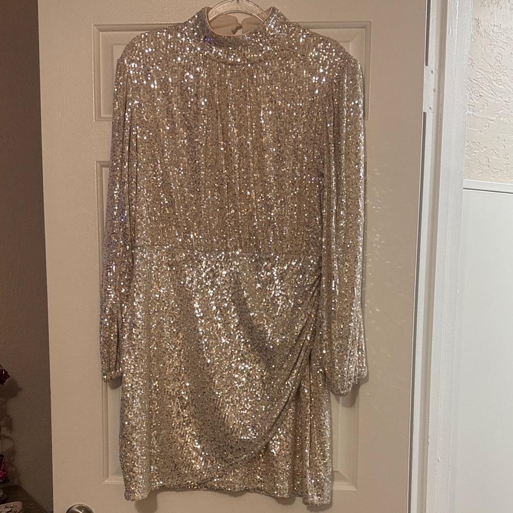 Nine West Gold Sequin Mini Dress